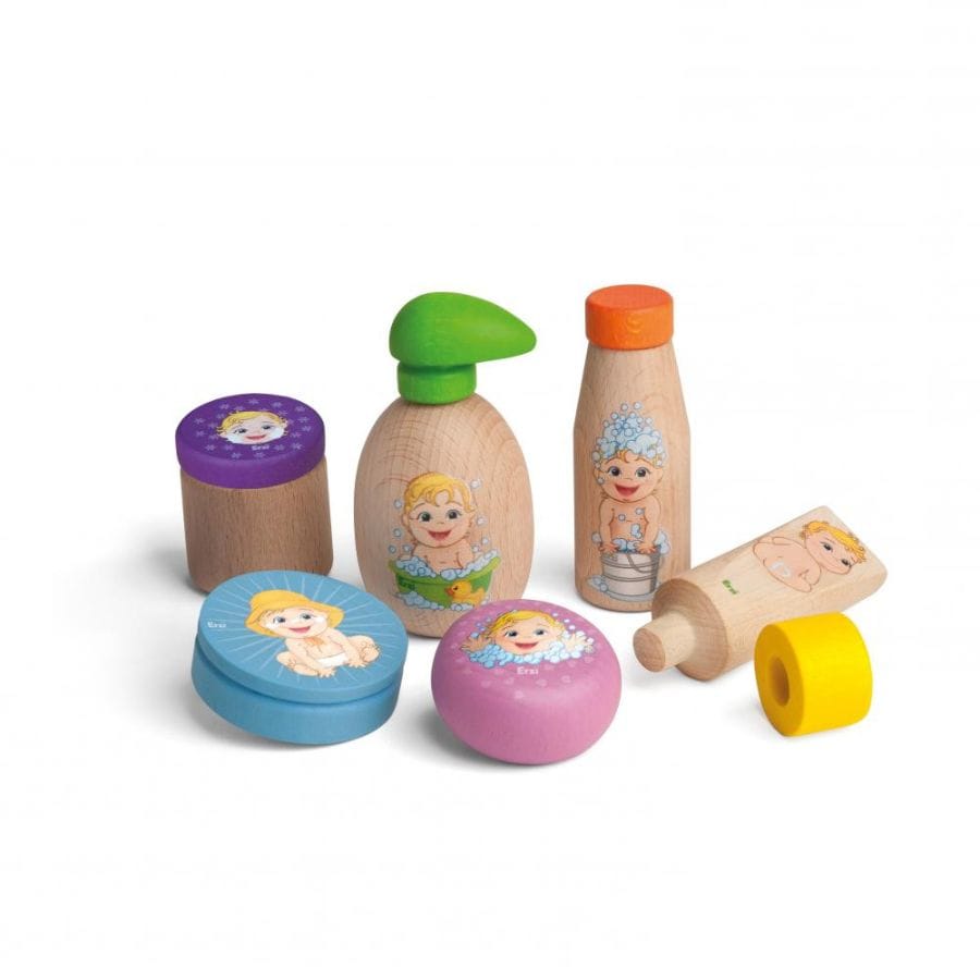 Erzi Puppen und Zubehör Erzi Puppenpflege-Set aus Holz – Kaufladen & Spielküche Zubehör, ab 3 Jahre