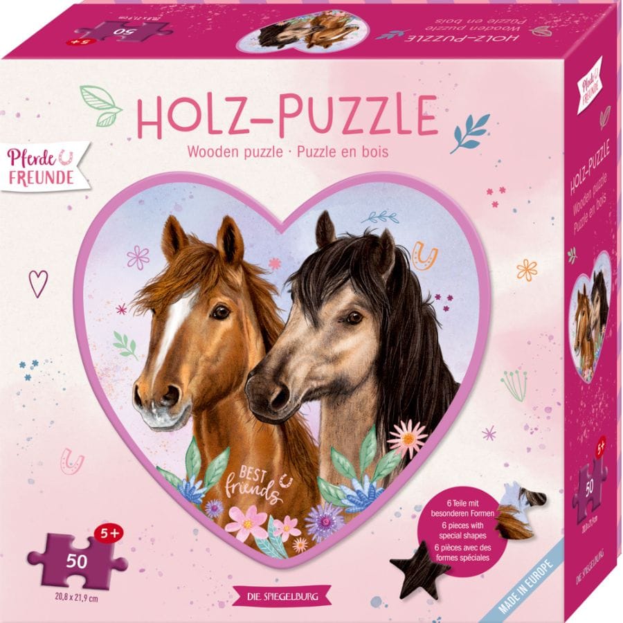 Spiegelburg Puzzle Holz-Puzzle „Pferdefreunde“ – 50-teilig, ab 5 Jahre