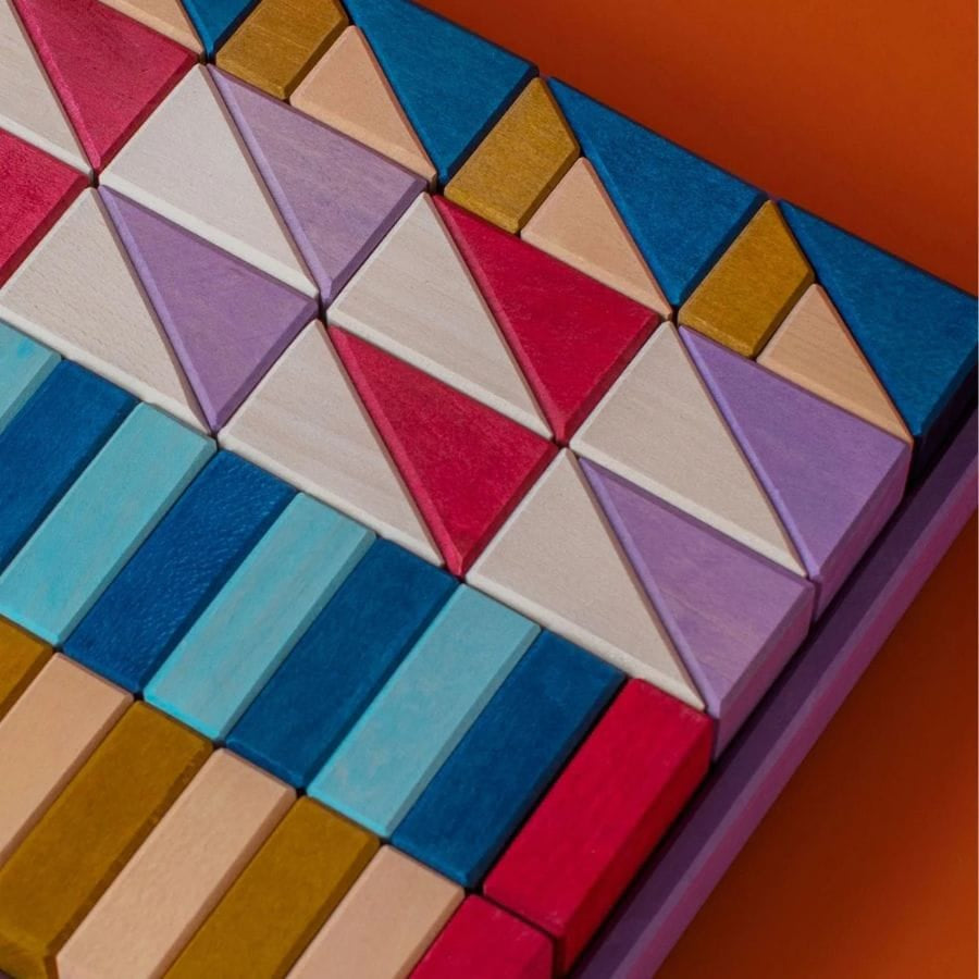 GRIMM'S Bausteine & Bauspielzeug Grimm’s Kleiner Baukasten Rhythm – Geometrischer Holzbaukasten, ab 1 Jahr
