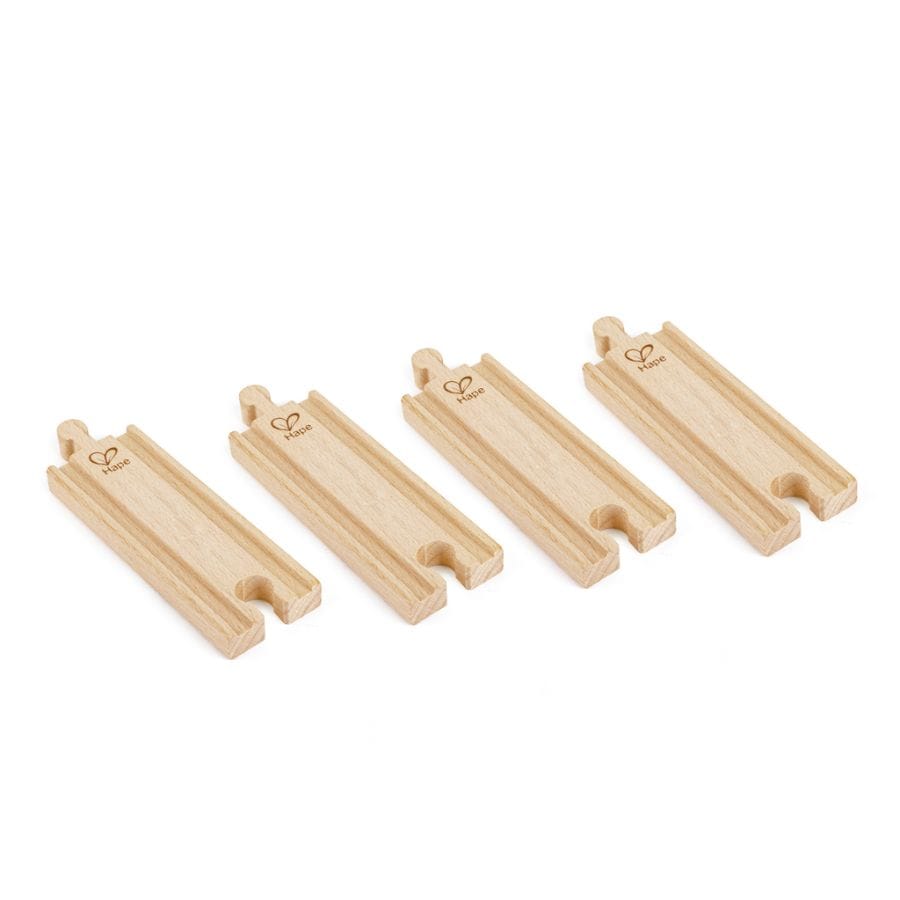 Hape Züge & Eisenbahnsets Hape kurze Schienen – 4er Set Holzeisenbahn Zubehör aus Buchenholz ab 3 Jahren