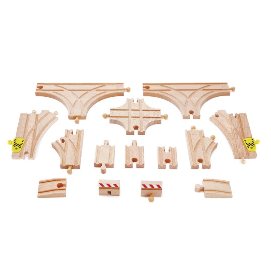 Hape Züge & Eisenbahnsets Hape Schienen-Erweiterungs-Set für Holzeisenbahn – 14-teilig mit Weichen & Kreuzung, ab 3 Jahren