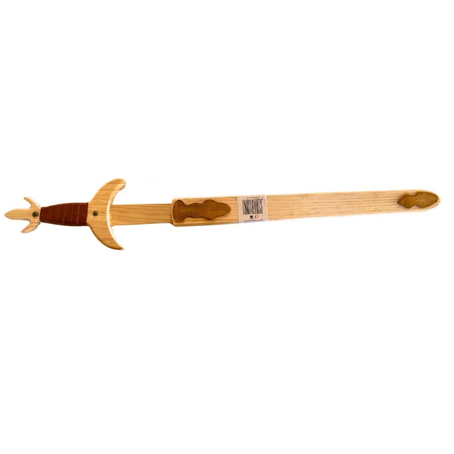 Holzkönig Rollenspiel Holzkönig Ritters Schwert aus Vollholz mit Hülle & Gürtelhalter 63 cm