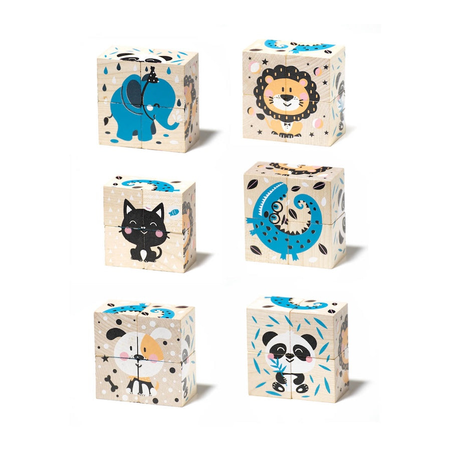 Würfelpuzzle Tiere 4 Teile