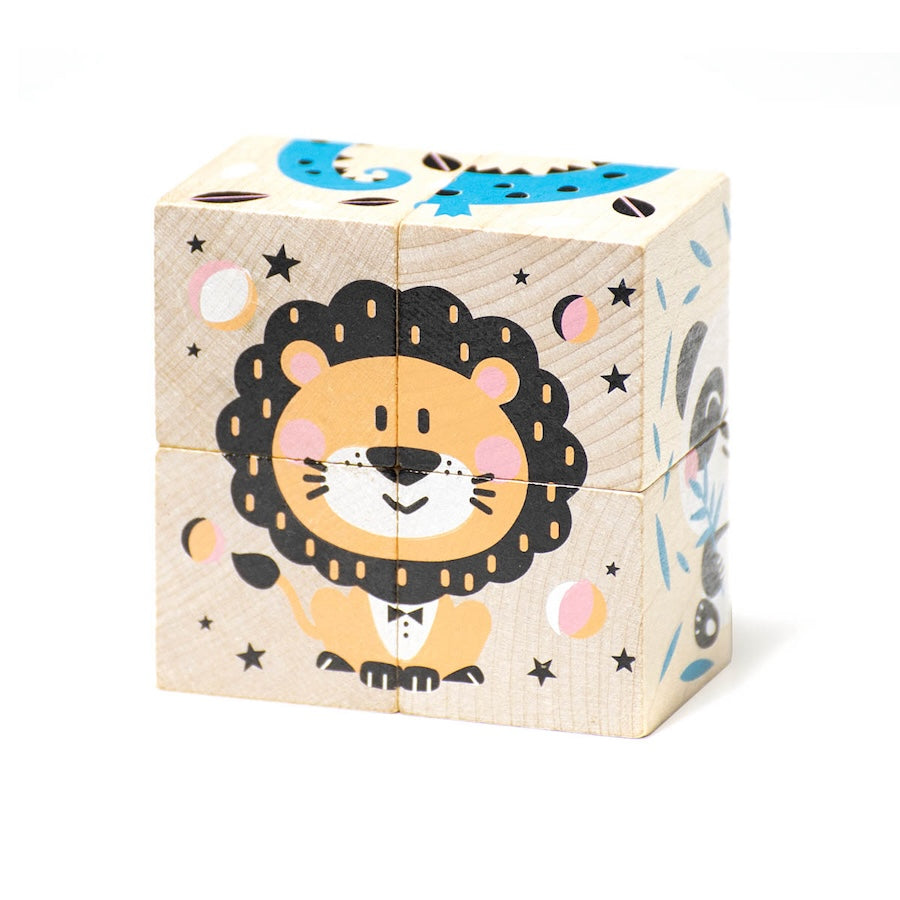 Würfelpuzzle Tiere 4 Teile
