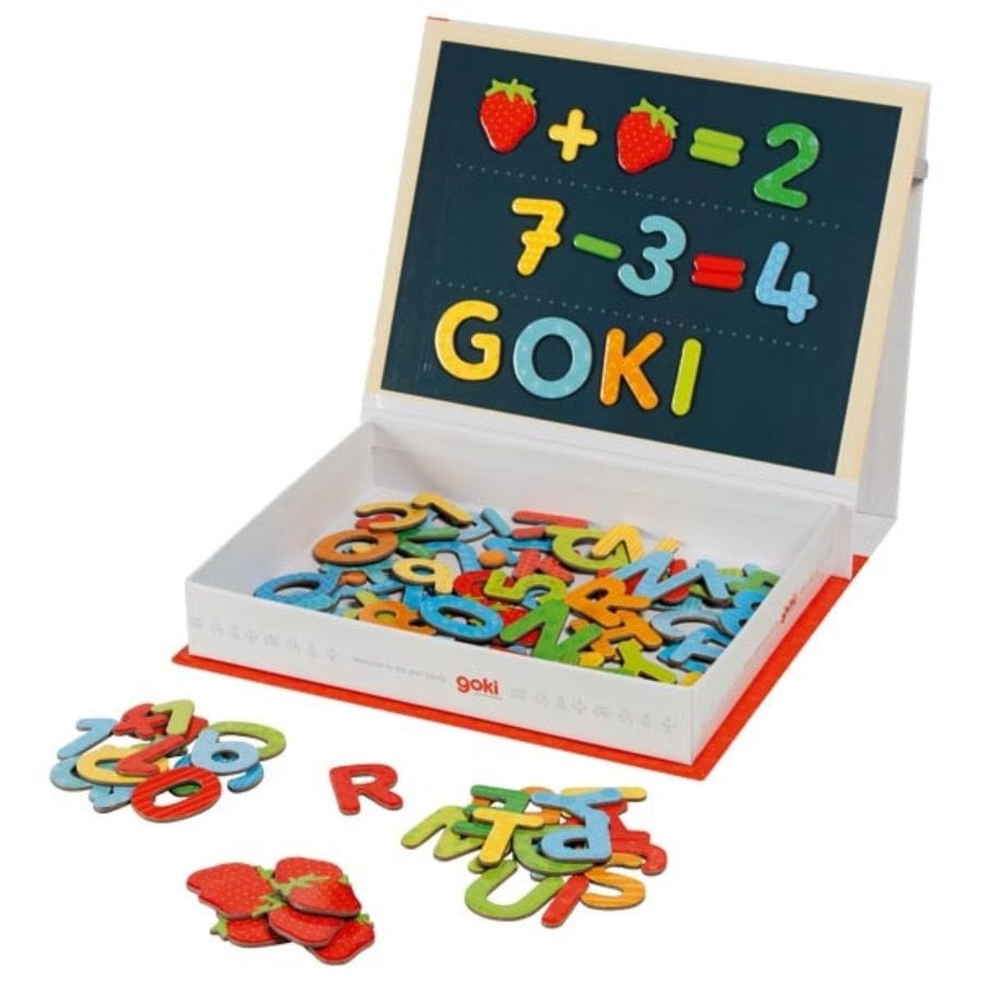 Goki ABC-Lernspielzeuge Goki Magnetspiel „Kleine Schule“ – Lesen, Schreiben & Rechnen lernen, ab 3 Jahre