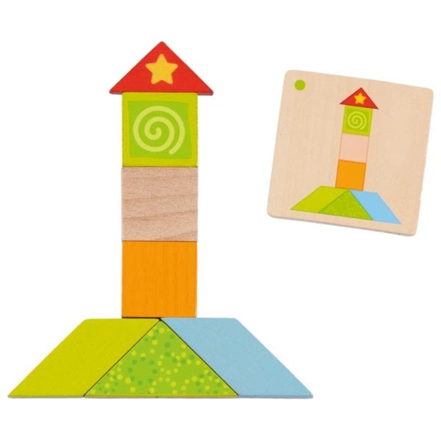 Goki Legespiele Goki – Bunte Tangram Welt aus Holz, Lernspiel ab 3 Jahren