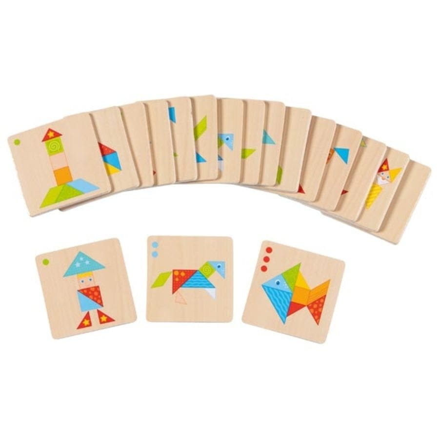 Goki Legespiele Goki – Bunte Tangram Welt aus Holz, Lernspiel ab 3 Jahren
