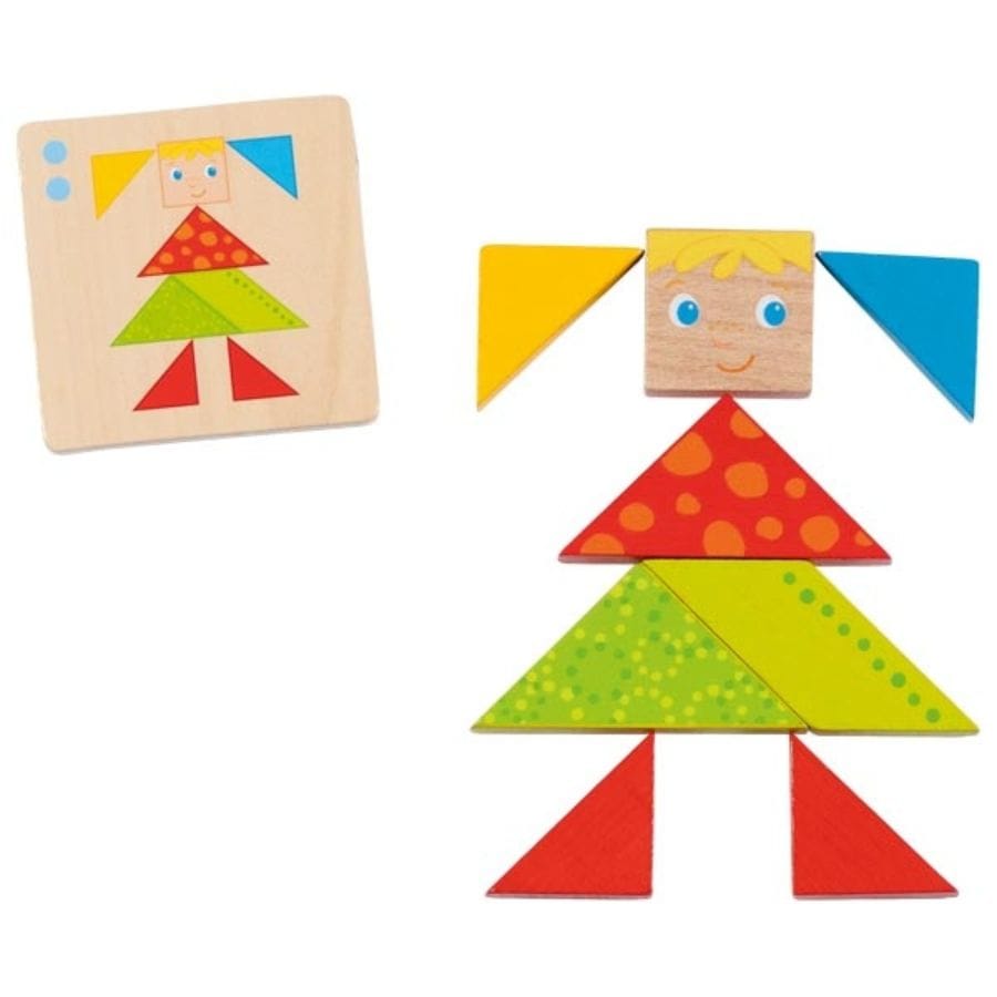Goki Legespiele Goki – Bunte Tangram Welt aus Holz, Lernspiel ab 3 Jahren