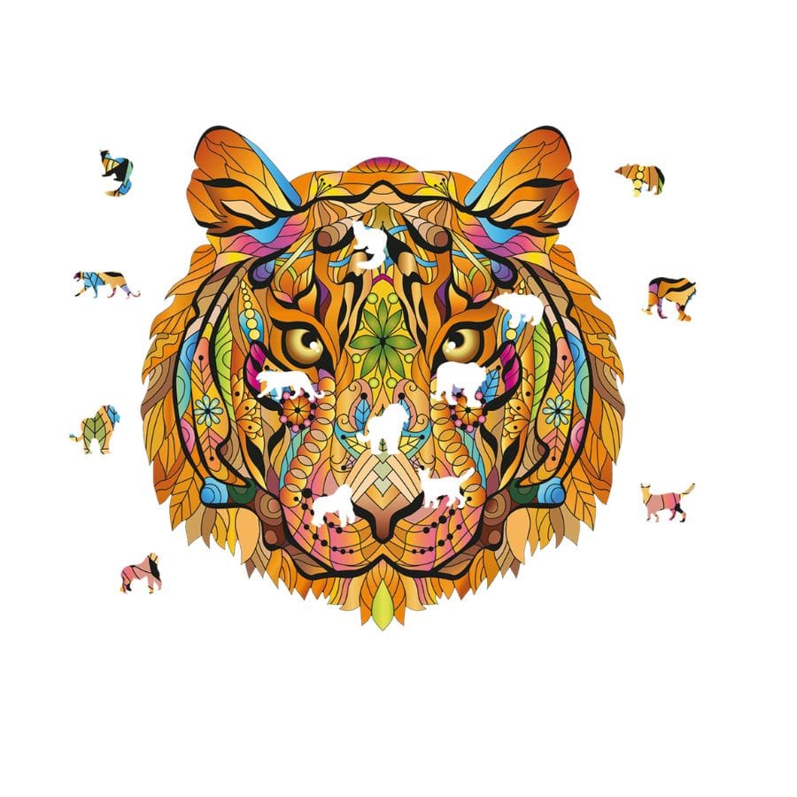 Bartl Puzzle Eureka Holzpuzzle Tiger – 138 Teile, Tierform-Puzzle ab 8 Jahre
