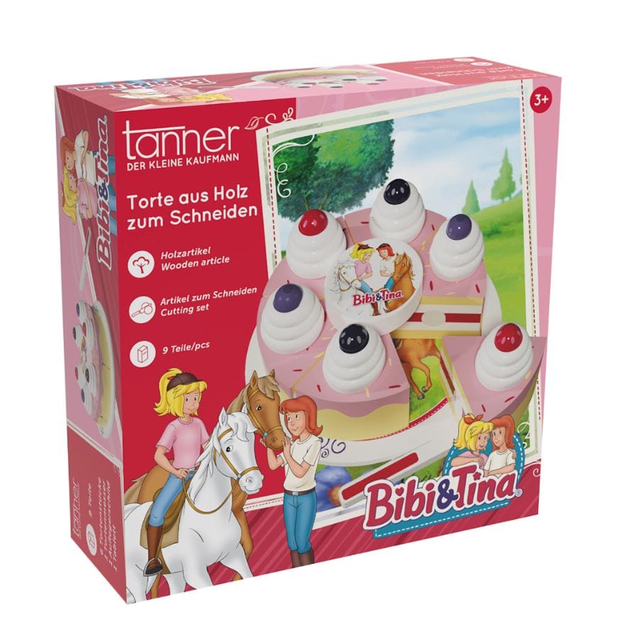 Tanner Spielzeuglebensmittel Tanner Bibi & Tina Holz-Torte – 15-teiliges Rollenspiel-Set ab 3 Jahren