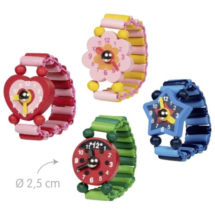 Goki Kinderschmuck Goki Holzuhr mit elastischem Armband und beweglichen Zeigern, ab 3 Jahre