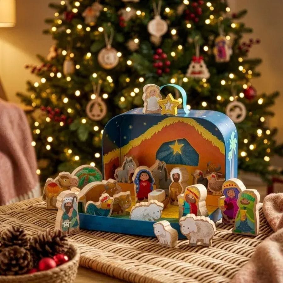 Haba Weihnachtskrippe HABA Spielkoffer Weihnachtskrippe mit 24 Holzfiguren – ab 18 Monaten - NEU