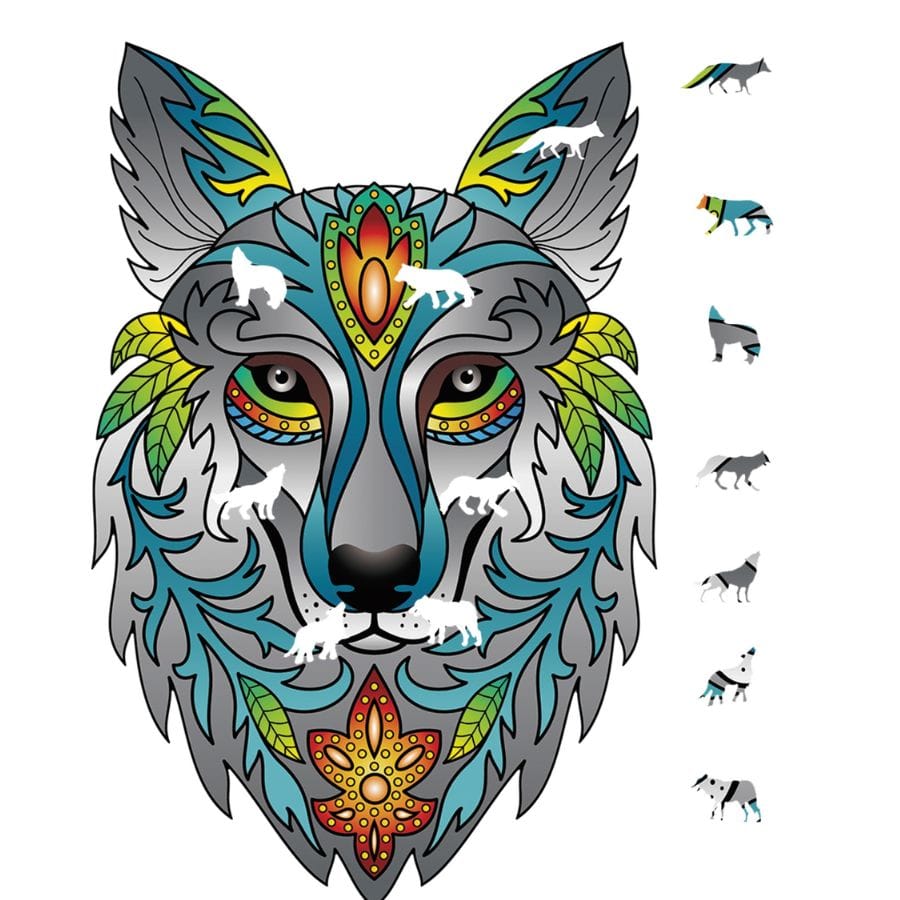 Bartl Puzzle Eureka Holzpuzzle Wolf – 180 Teile, Tierform-Puzzle ab 8 Jahre