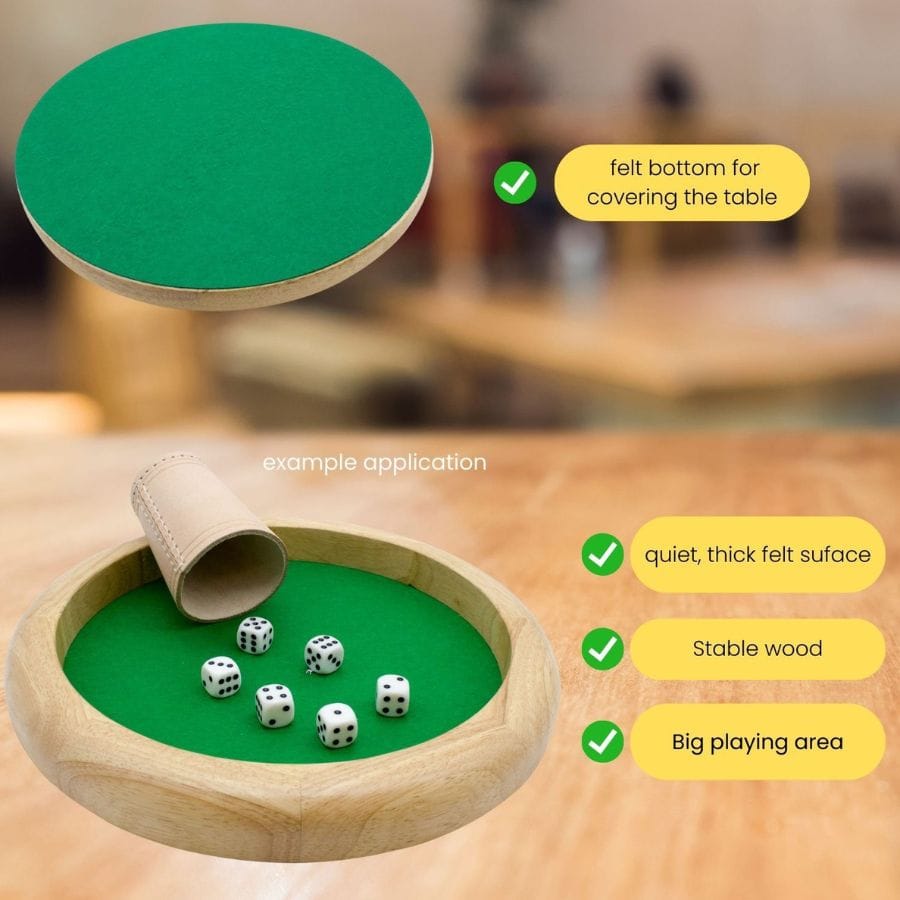 Gico Gesellschaftsspiel GICO Würfelteller rund aus Holz – Würfelbrett mit Filzeinlage, 29 cm
