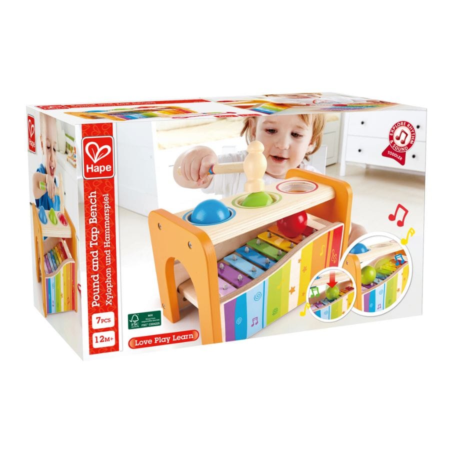 Toynamics Aktivspielzeug Hape Xylophon- & Hammerspiel – Holzspielzeug ab 12 Monate