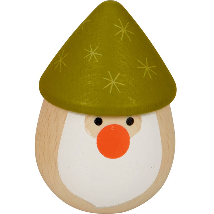 Spiegelburg Rassel-Ei Santa aus Holz – Wintertiere im Weihnachtswald