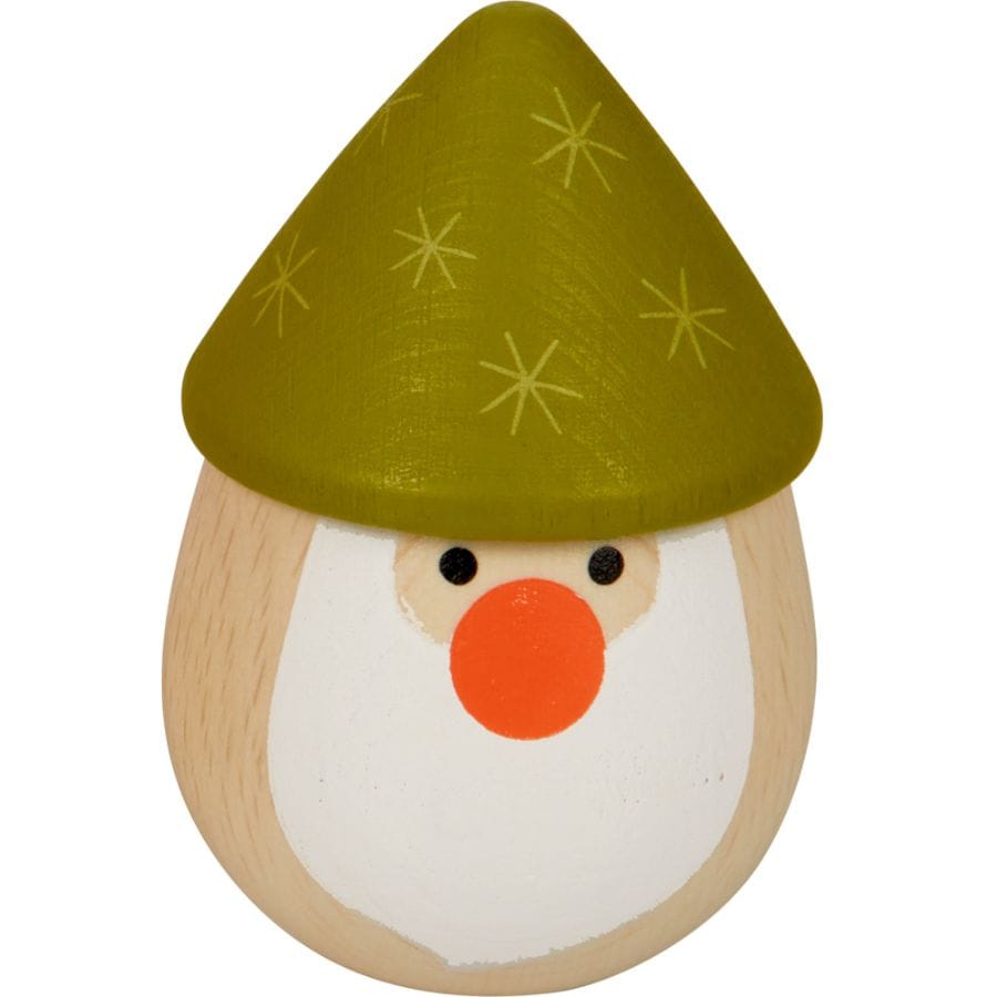 Spiegelburg Baby-Aktiv-Spielzeug Grün Spiegelburg Rassel-Ei Santa aus Holz – Wintertiere im Weihnachtswald