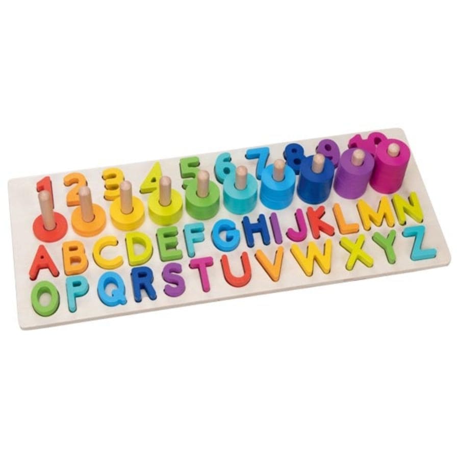 Goki ABC-Lernspielzeuge small foot Alphanumerisches Holz-Puzzle – Buchstaben & Zahlen lernen ab 3 Jahren