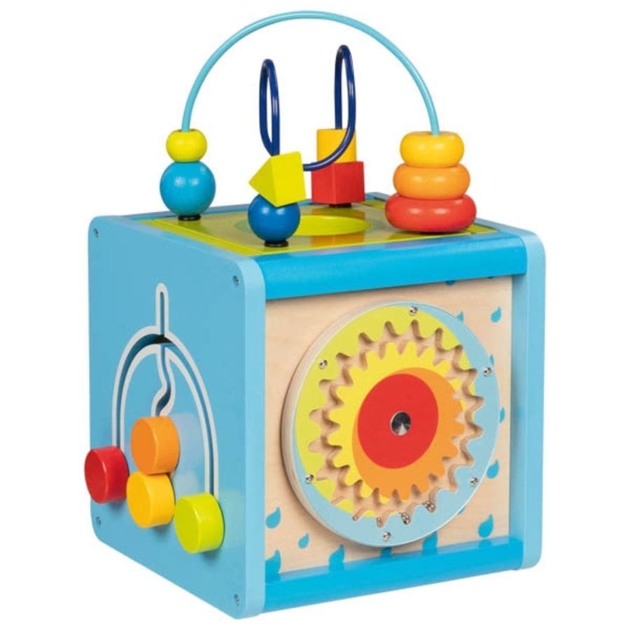 Goki Aktivspielzeug Goki Activity- und Motorikwürfel aus Holz – Spielspaß für kleine Entdecker, ab 1 Jahr