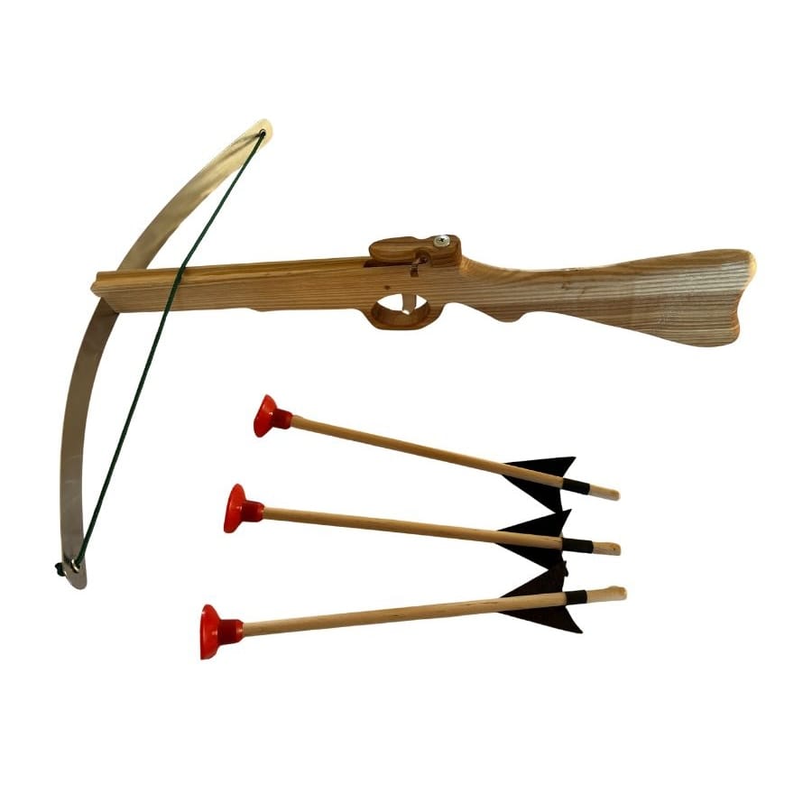 Holzkönig Sportspielzeuge Holzkönig Große Armbrust mit 3 Saugnapfpfeilen, Eichenholz