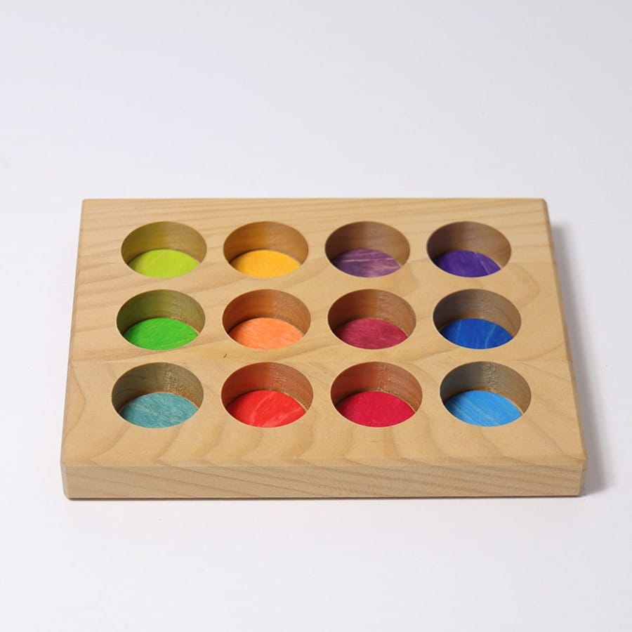 GRIMM'S Sortier-, Stapel- & Steckspielzeug Sortier-Brettchen Regenbogen