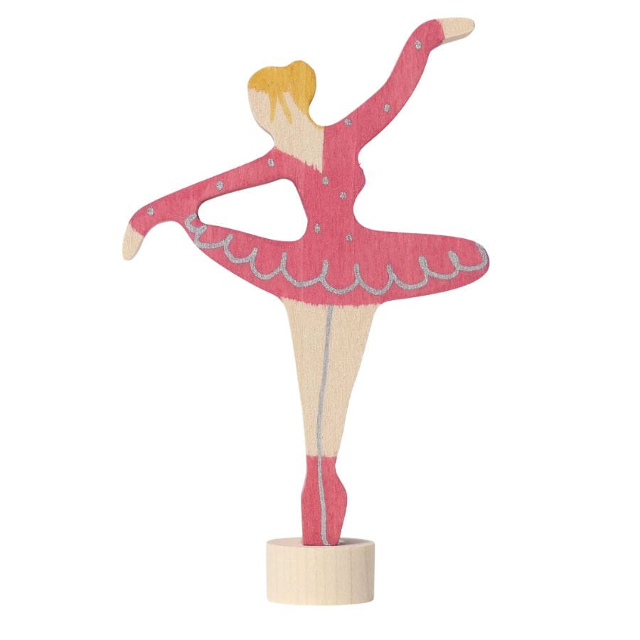 GRIMM'S Geburtstagsdekoration Steckfigur Ballerina Rubinrot – Handbemalte Geburtstagsdekoration für Jahresring & Tischdekoration