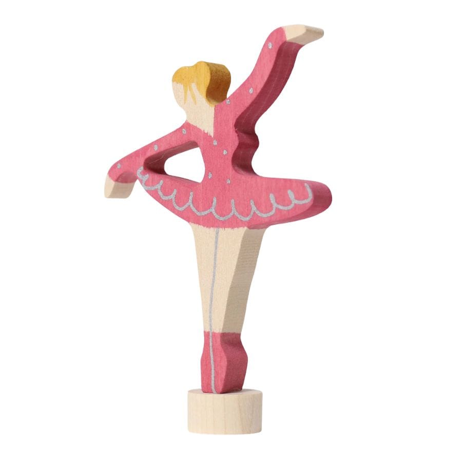 GRIMM'S Geburtstagsdekoration Steckfigur Ballerina Rubinrot – Handbemalte Geburtstagsdekoration für Jahresring & Tischdekoration