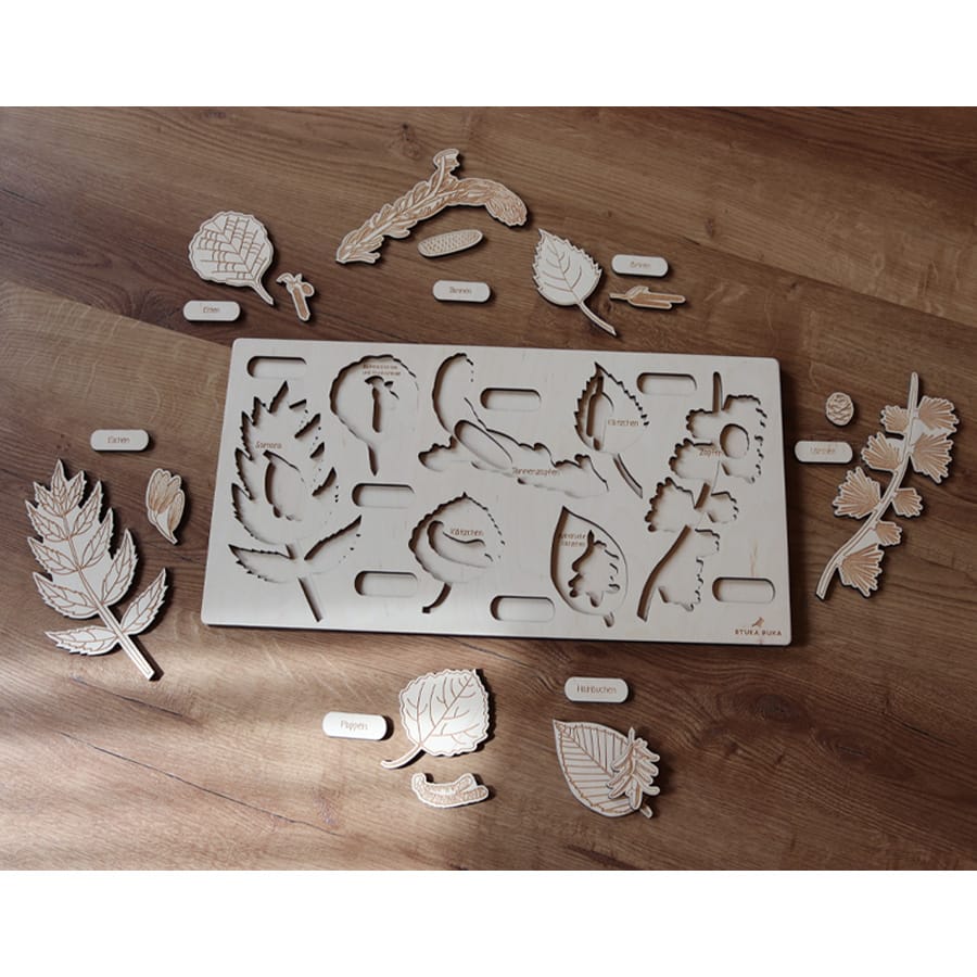 Stuka Puka Lernspielzeug Holzpuzzle "Bäume und Blätter"