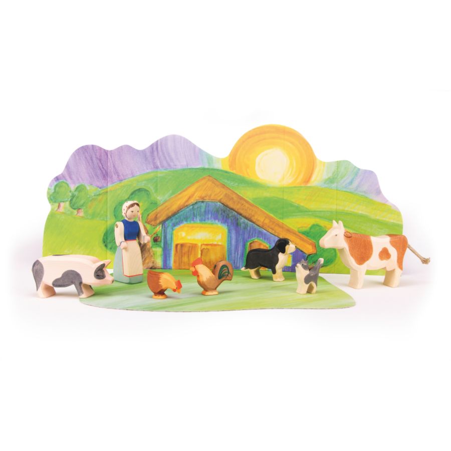 Ostheimer Bauernhof-Set Diorama – 8-teiliges Holzfiguren-Set ab 3 Jahren