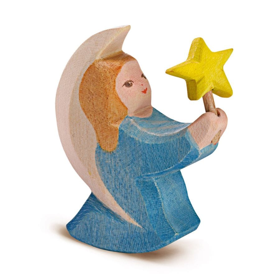 Ostheimer Ostheimer Weihnachten Ostheimer Engelchen mit Stern blau – handgefertigte Holzfigur aus Ahorn, ab 3 Jahre