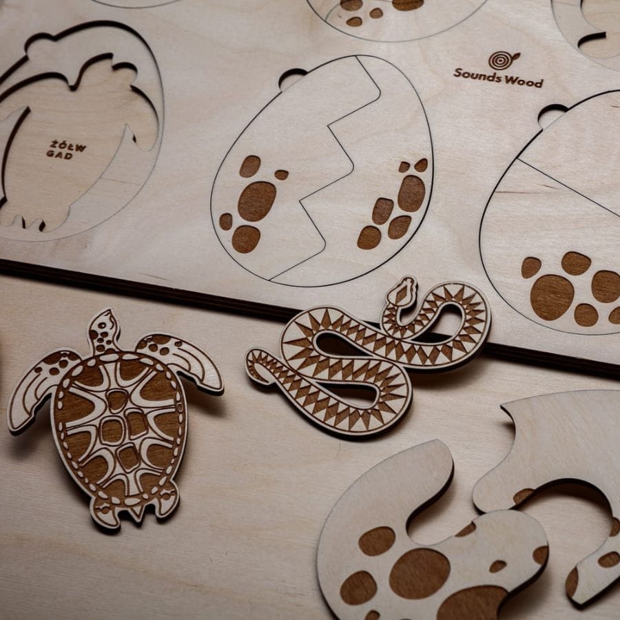 Stuka Puka Puzzle Sounds Wood Lernpuzzle „Ei drauf!“ – Holzpuzzle Lebenszyklus der Tiere ab 2 Jahren