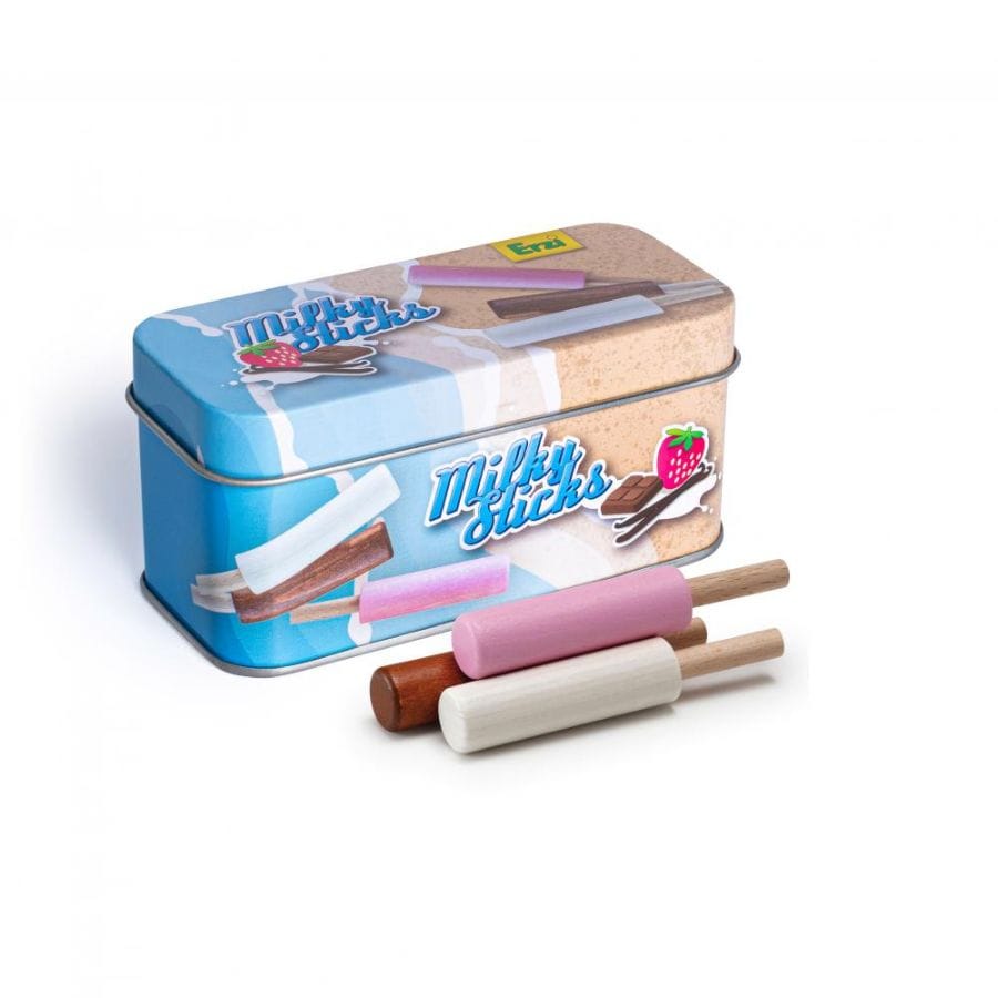 Erzi Spielzeuglebensmittel Erzi Milky Sticks Eis in der Dose – Holzspielzeug für Kaufladen & Spielküche, ab 3 Jahre