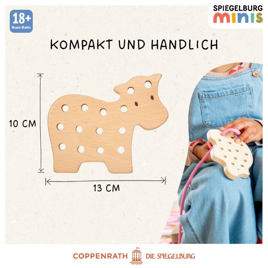 Spiegelburg Fädelspiel minis Holz-Fädelspiel Bauernhof – Pferd, Kuh, Schwein oder Schaf, ab 18 Monaten