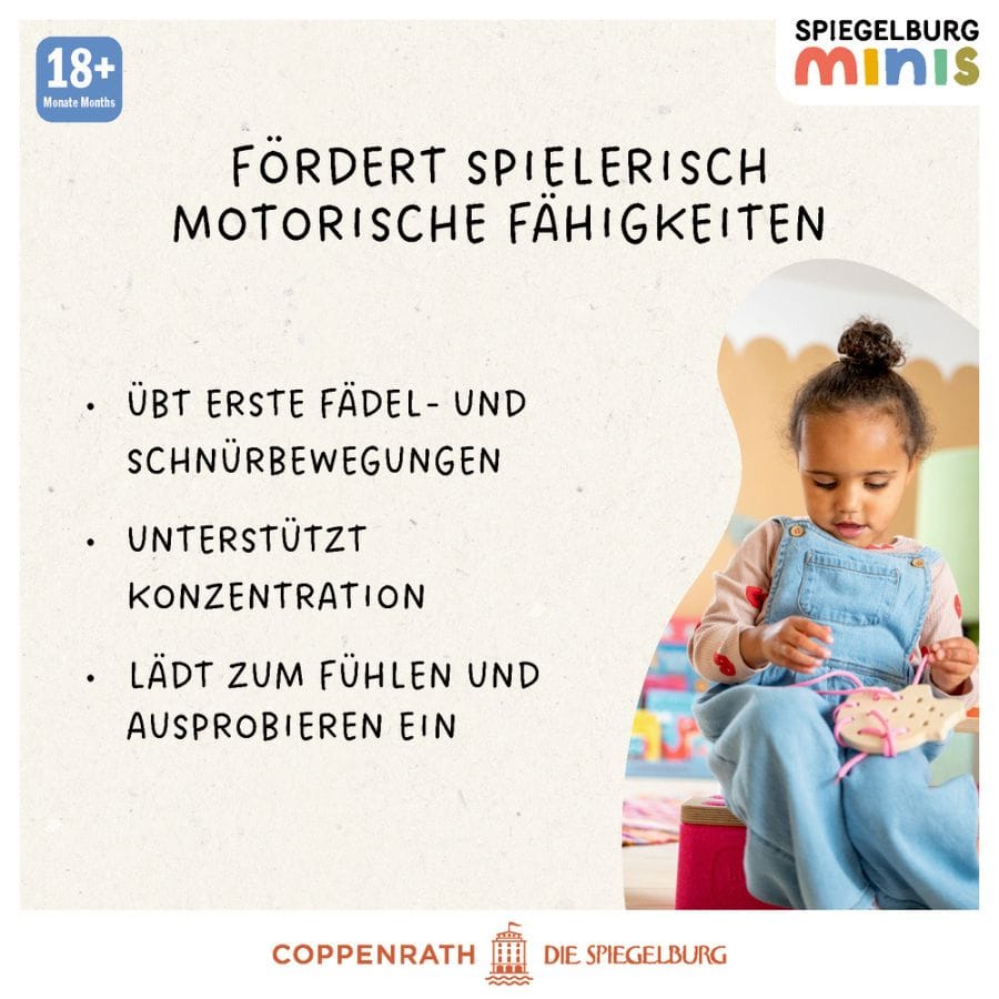 Spiegelburg Fädelspiel minis Holz-Fädelspiel Bauernhof – Pferd, Kuh, Schwein oder Schaf, ab 18 Monaten