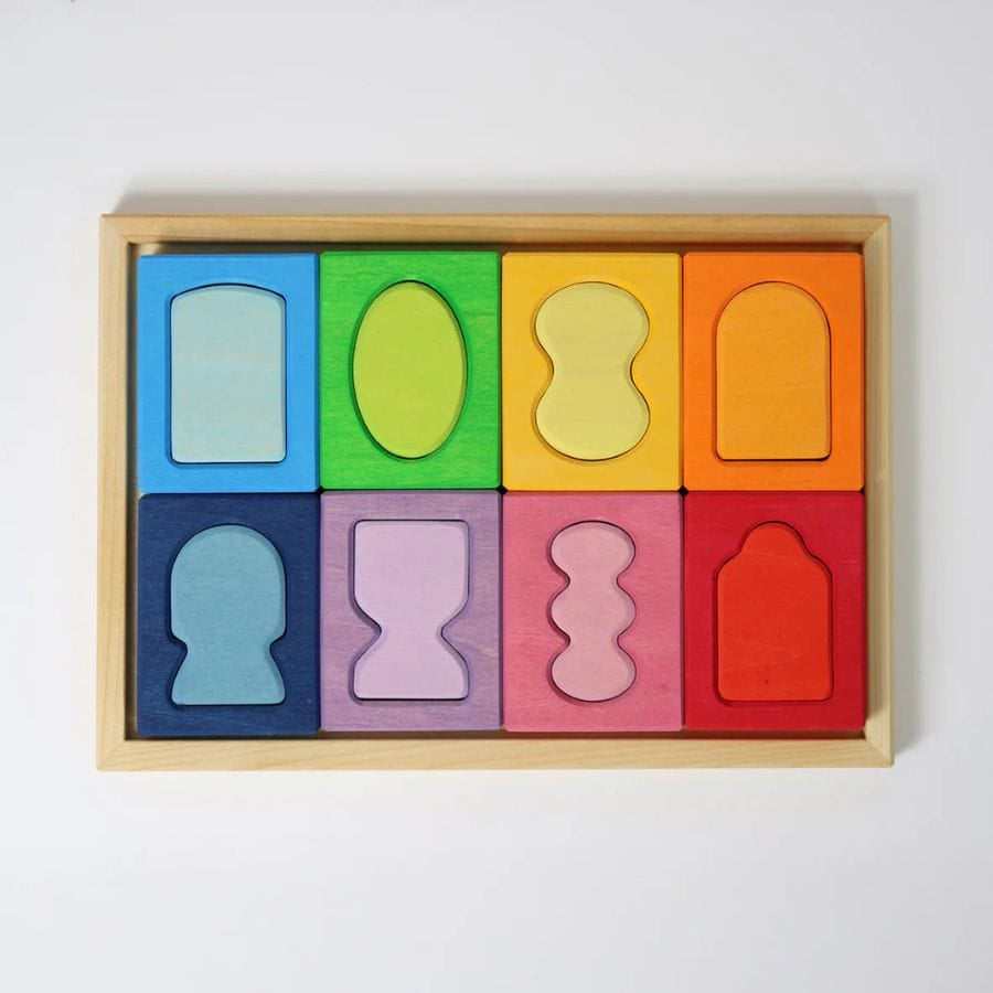 GRIMM'S Bausteine & Bauspielzeug GRIMM’S Bauspiel Fenster – Farbenfrohes Holzbauspiel ab 1 Jahr
