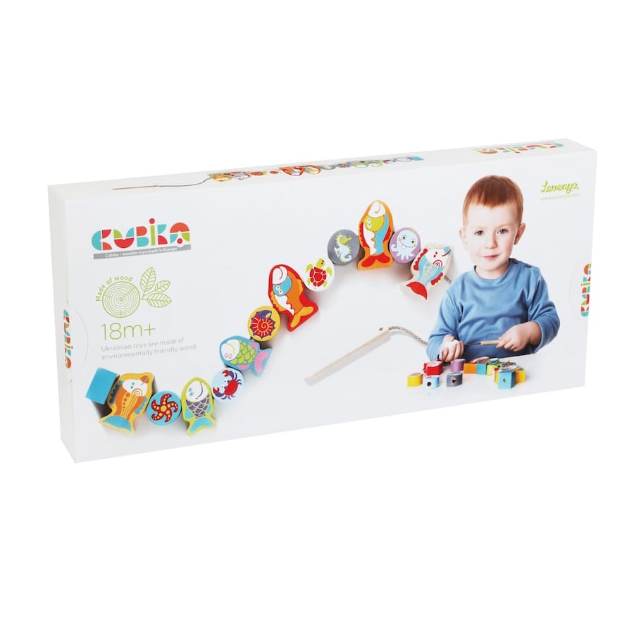 Cubika Fädelspiel Cubika Fädelspiel "Fische", aus Holz, ab 3 Jahre