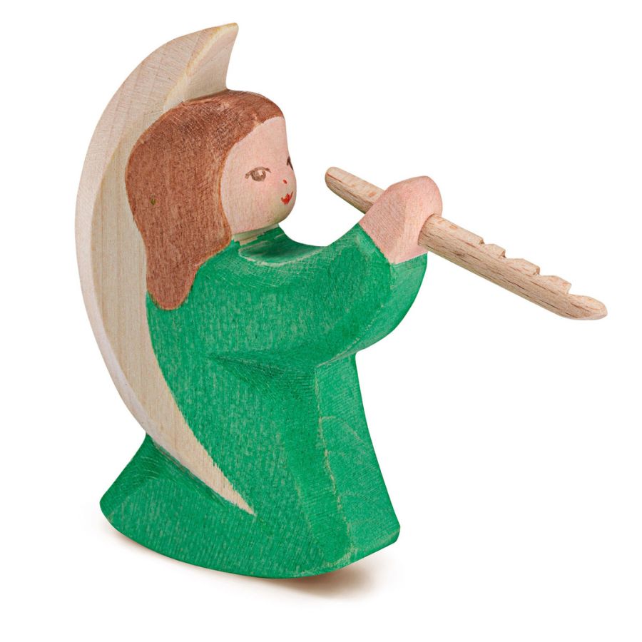 Ostheimer Engelchen mit Flöte aus Ahornholz – handgefertigte Holzfigur, ab 3 Jahre