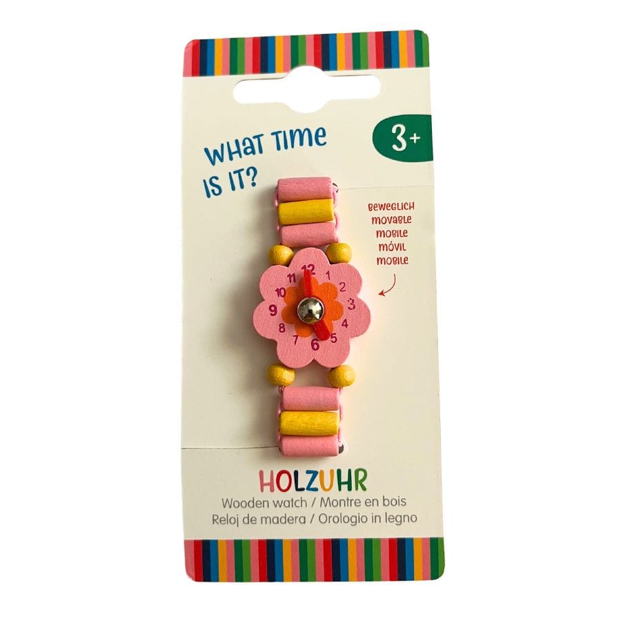 Goki Kinderschmuck Gelb Goki Holzuhr mit elastischem Armband und beweglichen Zeigern, ab 3 Jahre