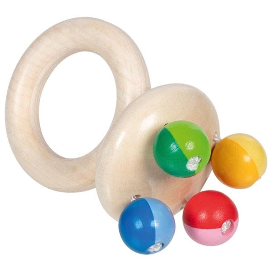 Goki Greifling Goki Greifling Rassel Regenbogen aus Holz, Baby Greifspielzeug, Made in Germany