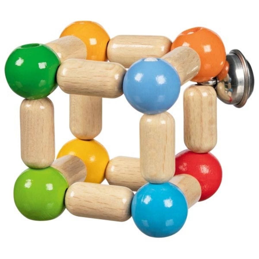 Goki Greifling goki Greifling Elastik Würfel klein aus Holz – Baby Greifspielzeug 5x5 cm – Made in Germany