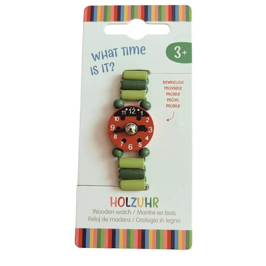 Goki Kinderschmuck Grün Goki Holzuhr mit elastischem Armband und beweglichen Zeigern, ab 3 Jahre