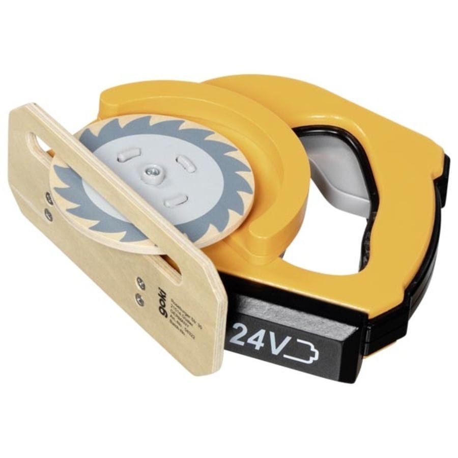 Goki Berufespielzeug & Rollenspiele Goki Handkreissäge aus Holz mit Funktion, Spielzeug-Werkzeug ab 3 Jahren, 15,5 cm