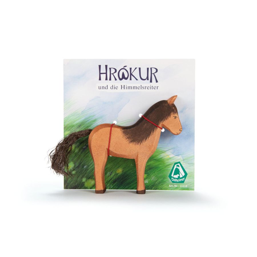 Ostheimer Islandpferd Hrókur – Holzfigur zum Buch „Hrókur und die Himmelsreiter“ – 13,5 cm