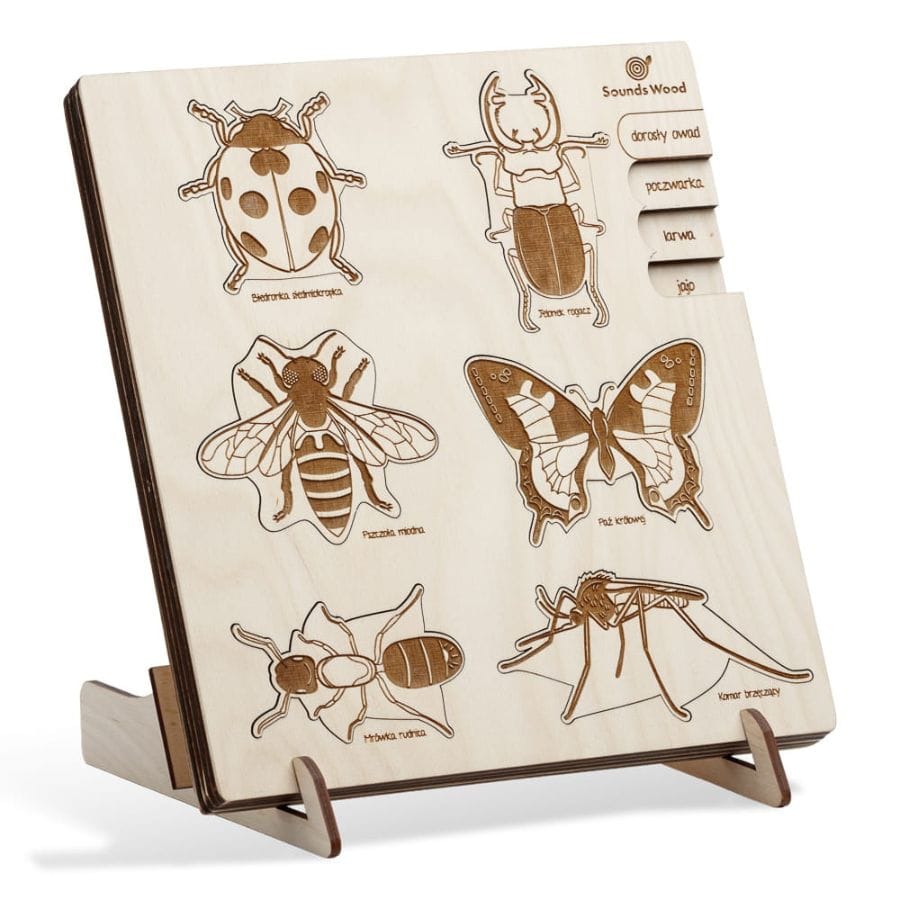 Stuka Puka Puzzle Sounds Wood Holzpuzzle „Bug’s Life“ – Insekten-Lebenszyklen, ab 5 Jahren