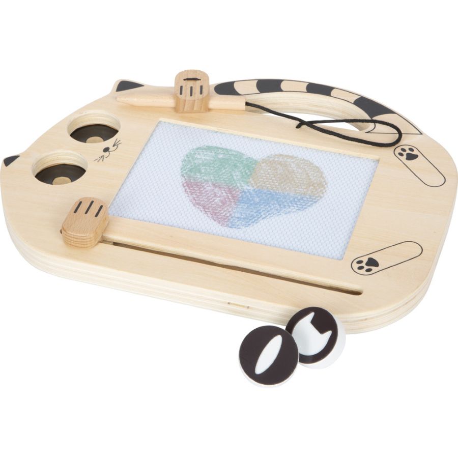 small foot Magnetische Zaubertafel Katze – Kreatives Malspiel ab 2 Jahren