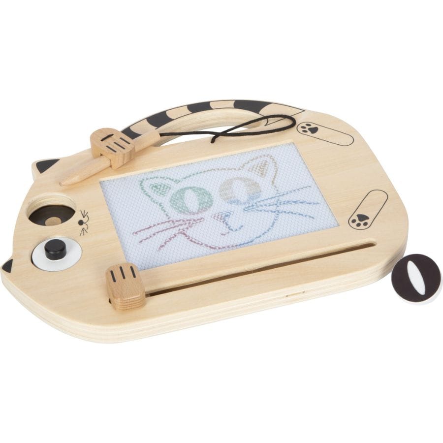 Legler Lernspielzeug small foot Magnetische Zaubertafel Katze – Kreatives Malspiel ab 2 Jahren
