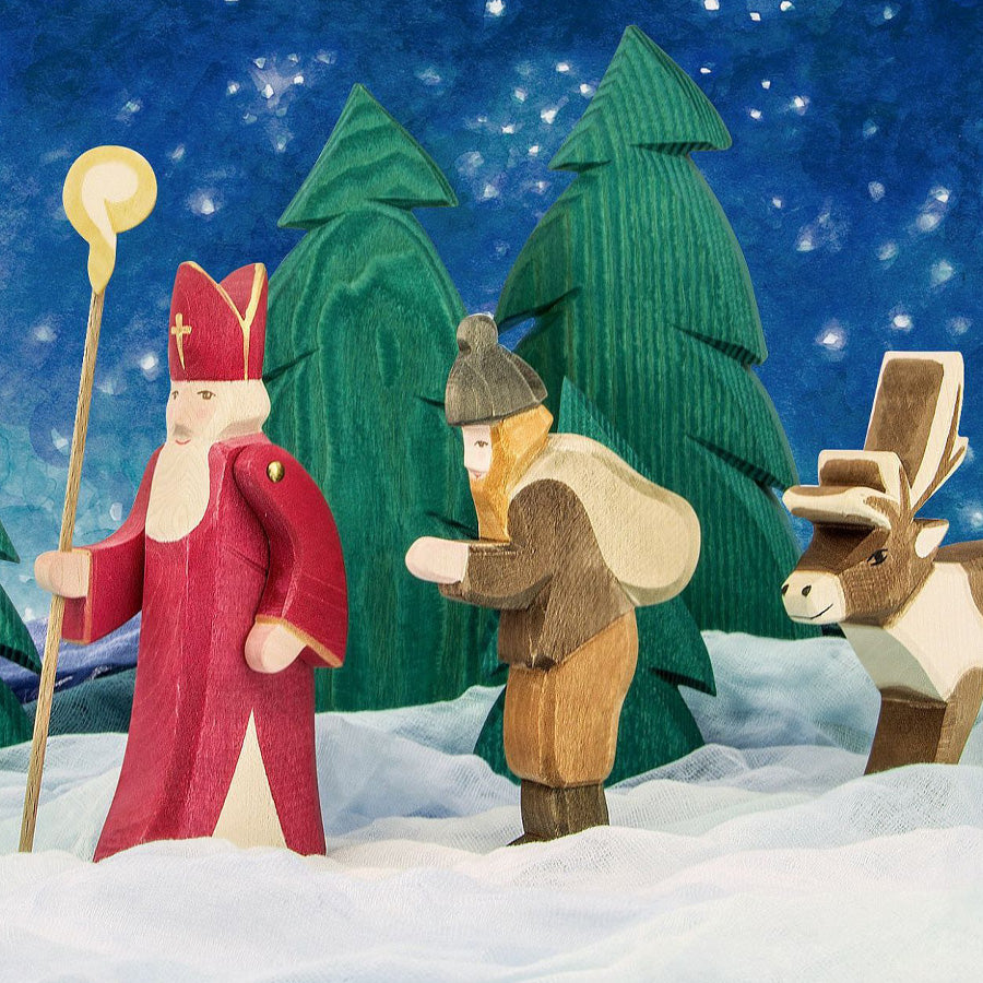 Knecht Ruprecht und Nikolaus im Wald - Holzfiguren von Ostheimer