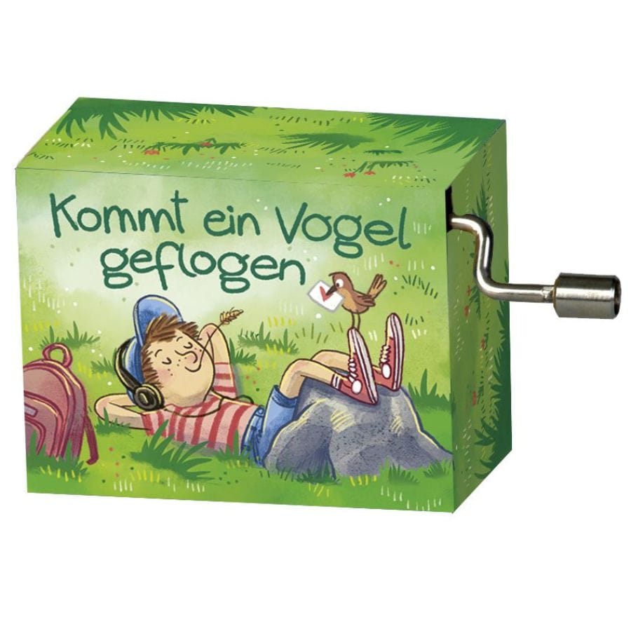 Fridolin Spieluhr Kurbelspieldose "Kommt ein Vogel geflogen", Spieluhr auf Resonanzholz