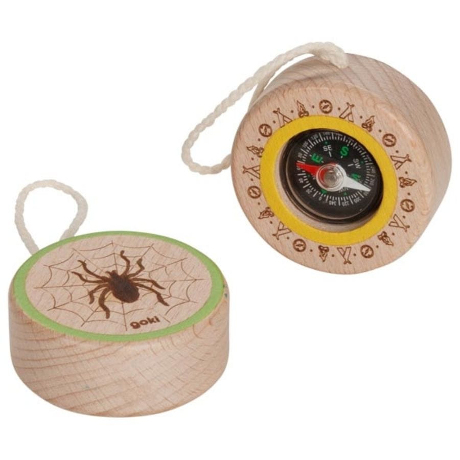 Goki Outdoor goki Kompass Spinne – Kinderkompass aus Holz für Entdecker