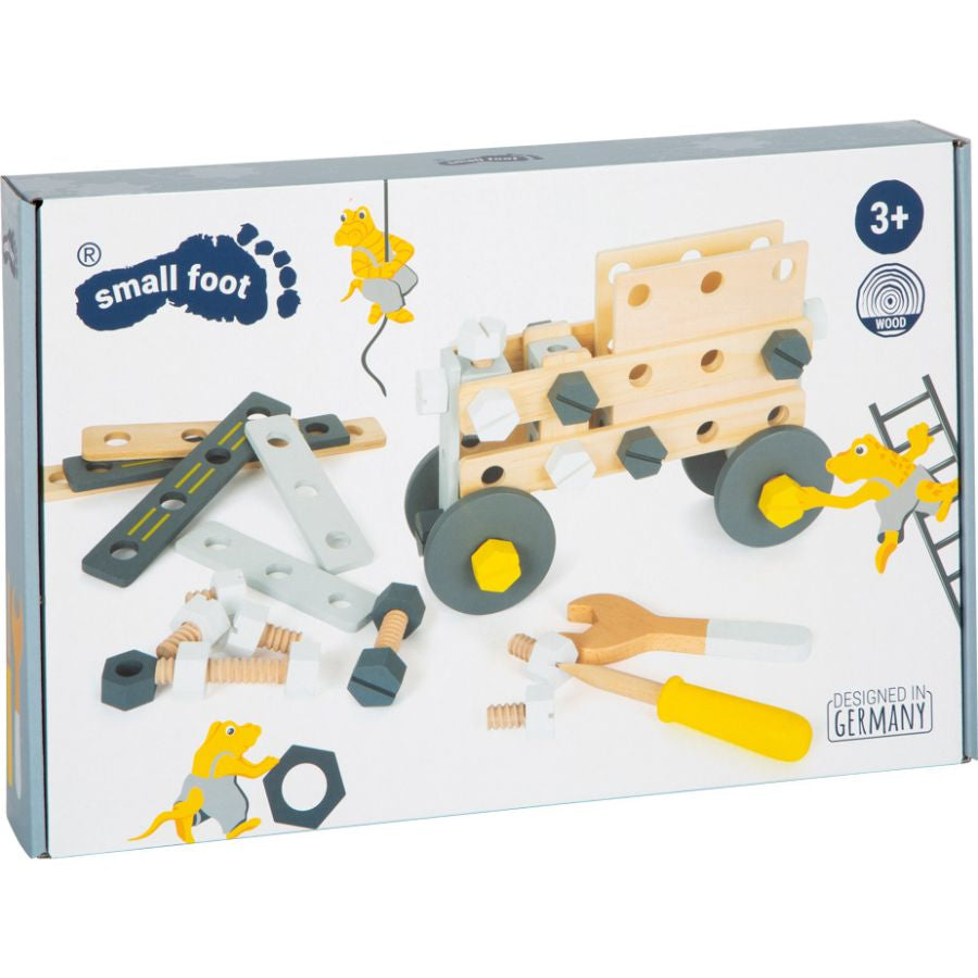 small foot Miniwob Konstruktionsset – 67-teiliges Holz-Bauset für kleine Baumeister